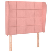 Produktbild för Sänggavel med kanter rosa 93x23x118/128 cm sammet