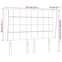 Produktbild för Sänggavel med kanter ljusgrå 147x23x118/128 cm sammet