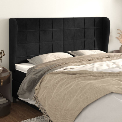 vidaXL Sänggavel med kanter svart 183x23x118/128 cm sammet