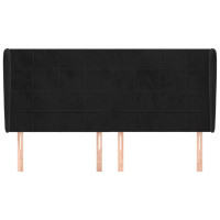 Produktbild för Sänggavel med kanter svart 183x23x118/128 cm sammet