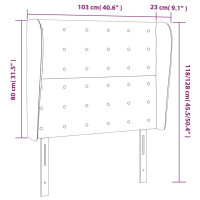 Produktbild för Sänggavel med kanter grå 103x23x118/128 cm sammet