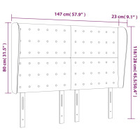 Produktbild för Sänggavel med kanter grå 147x23x118/128 cm konstläder