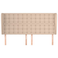 Produktbild för Sänggavel med kanter cappuccino 203x23x118/128 cm konstläder