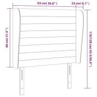 Produktbild för Sänggavel med kanter mörkbrun 93x23x118/128 cm tyg