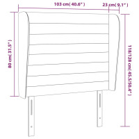 Produktbild för Sänggavel med kanter mörkgrå 103x23x118/128 cm tyg