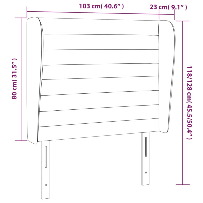 Produktbild för Sänggavel med kanter taupe 103x23x118/128 cm tyg