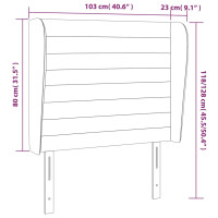 Produktbild för Sänggavel med kanter blå 103x23x118/128 cm tyg