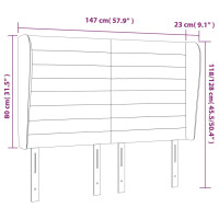 Produktbild för Sänggavel med kanter taupe 147x23x118/128 cm tyg