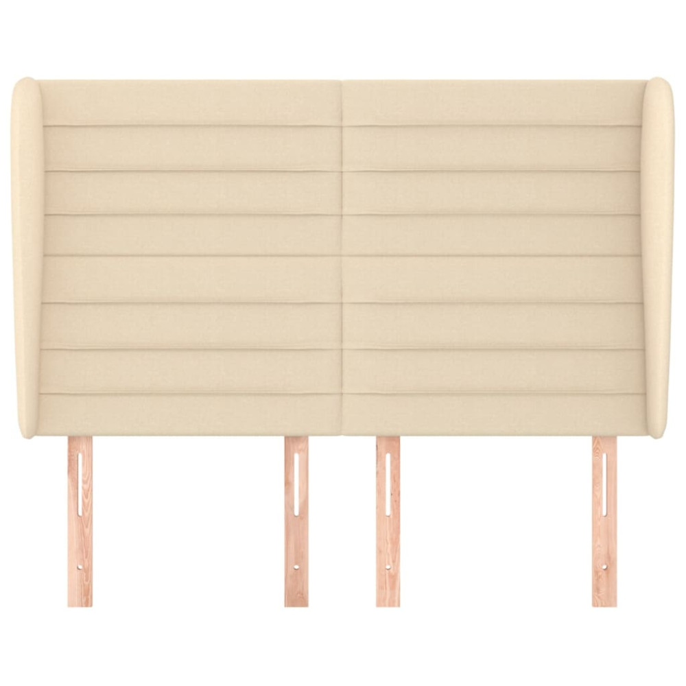 Produktbild för Sänggavel med kanter gräddvit 147x23x118/128 cm tyg