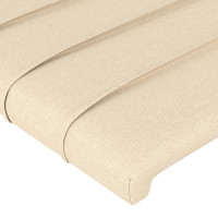 Produktbild för Sänggavel med kanter gräddvit 147x23x118/128 cm tyg