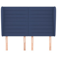 Produktbild för Sänggavel med kanter blå 147x23x118/128 cm tyg