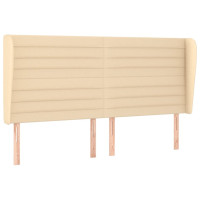 Produktbild för Sänggavel med kanter gräddvit 163x23x118/128 cm tyg