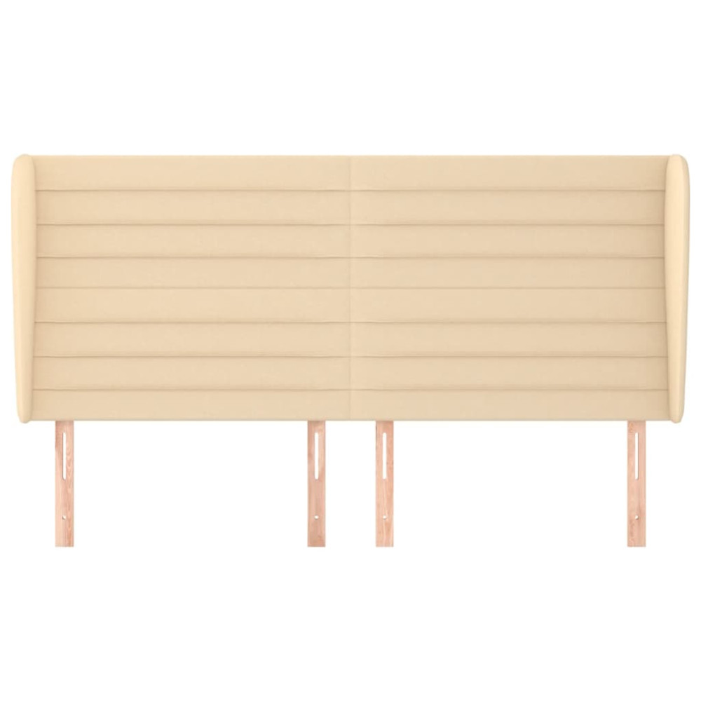 Produktbild för Sänggavel med kanter gräddvit 163x23x118/128 cm tyg