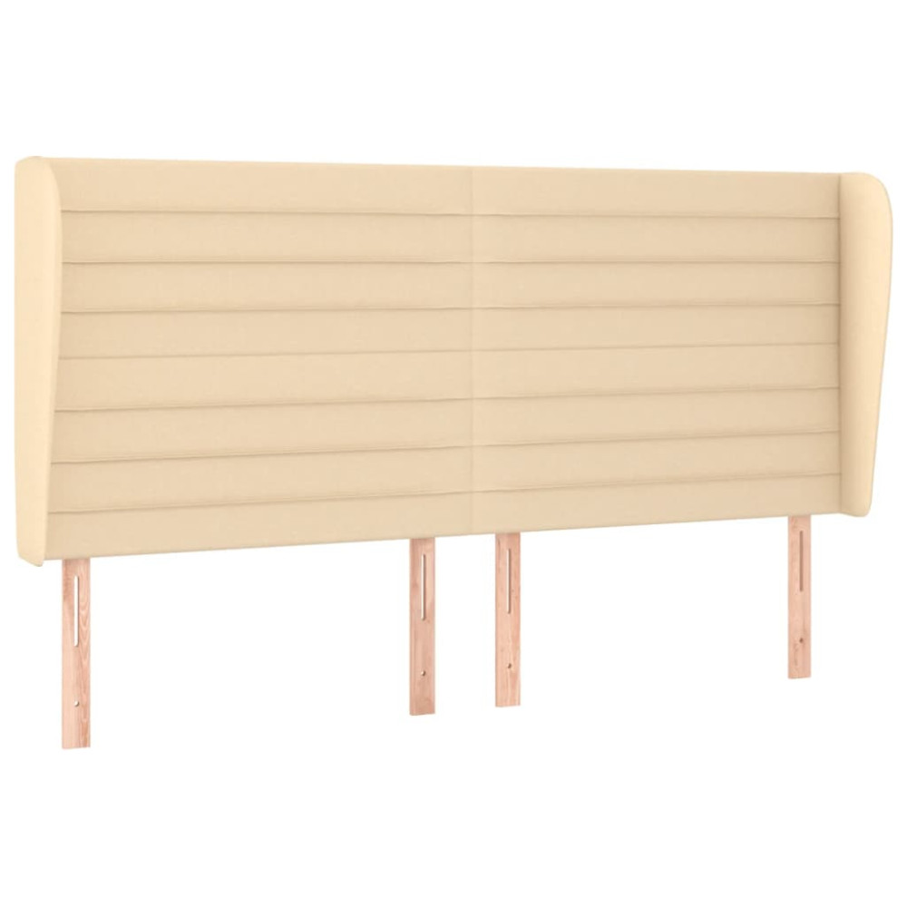 Produktbild för Sänggavel med kanter gräddvit 203x23x118/128 cm tyg