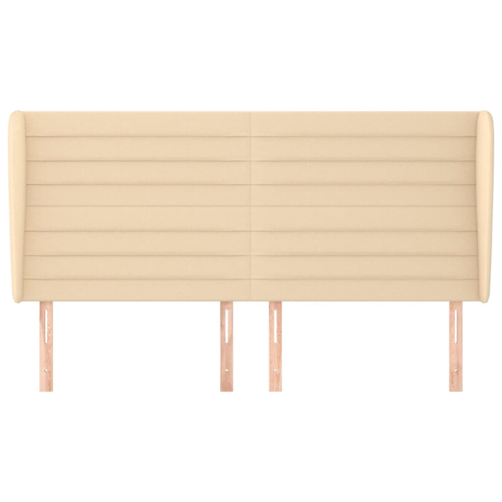Produktbild för Sänggavel med kanter gräddvit 203x23x118/128 cm tyg