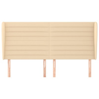 Produktbild för Sänggavel med kanter gräddvit 203x23x118/128 cm tyg