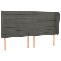Produktbild för Sänggavel med kanter mörkgrå 163x23x118/128 cm sammet