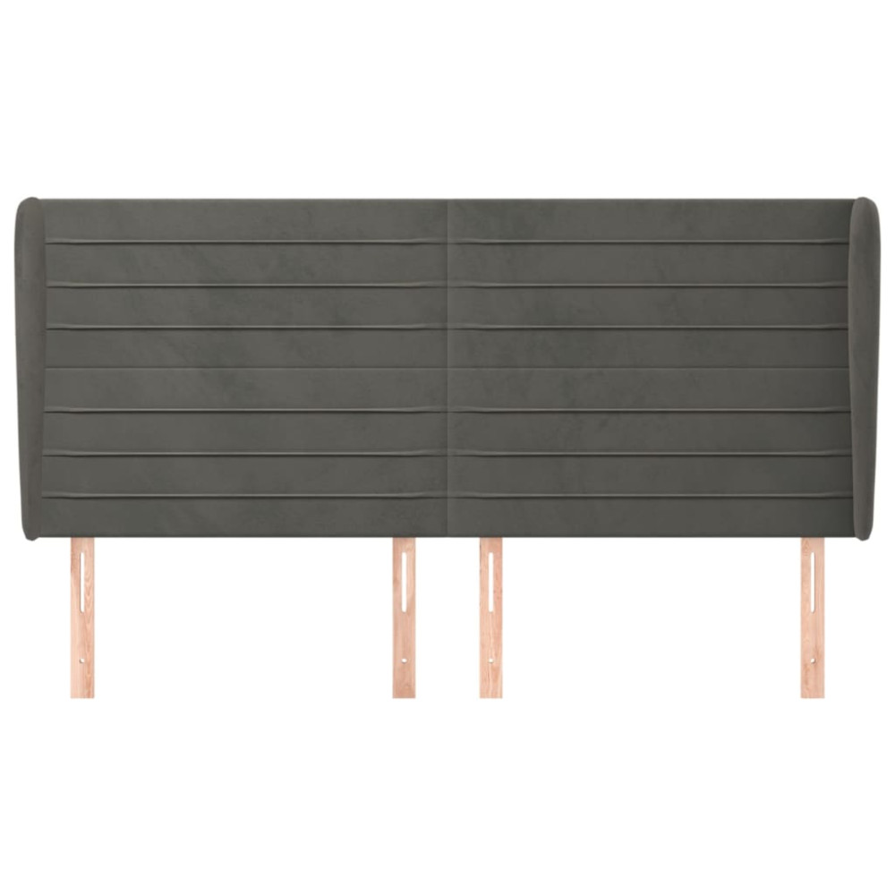 Produktbild för Sänggavel med kanter mörkgrå 163x23x118/128 cm sammet