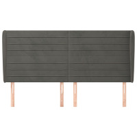 Produktbild för Sänggavel med kanter mörkgrå 163x23x118/128 cm sammet