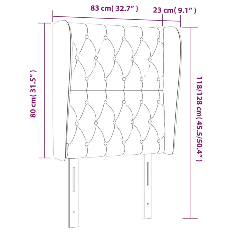 Produktbild för Sänggavel med kanter taupe 83x23x118/128 cm tyg