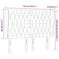 Produktbild för Sänggavel med kanter gräddvit 147x23x118/128 cm tyg