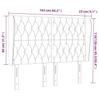 Produktbild för Sänggavel med kanter gräddvit 163x23x118/128 cm tyg