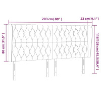 Produktbild för Sänggavel med kanter svart 203x23x118/128 cm tyg