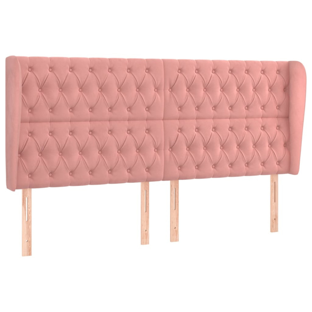 Produktbild för Sänggavel med kanter rosa 203x23x118/128 cm sammet