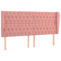 Produktbild för Sänggavel med kanter rosa 203x23x118/128 cm sammet