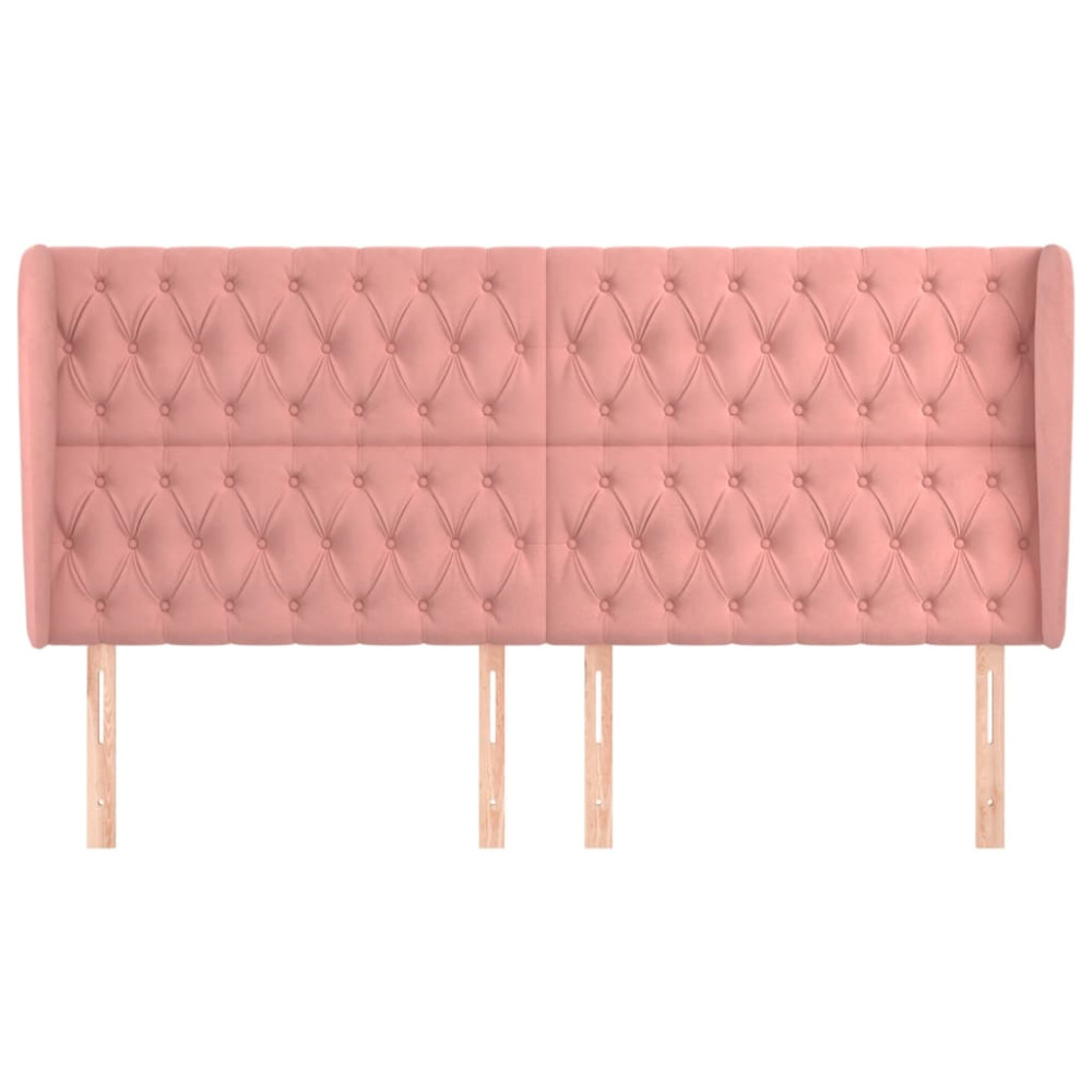 Produktbild för Sänggavel med kanter rosa 203x23x118/128 cm sammet