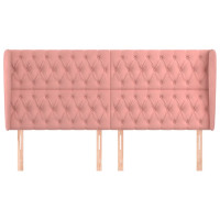 Produktbild för Sänggavel med kanter rosa 203x23x118/128 cm sammet