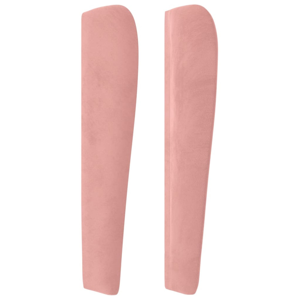 Produktbild för Sänggavel med kanter rosa 203x23x118/128 cm sammet