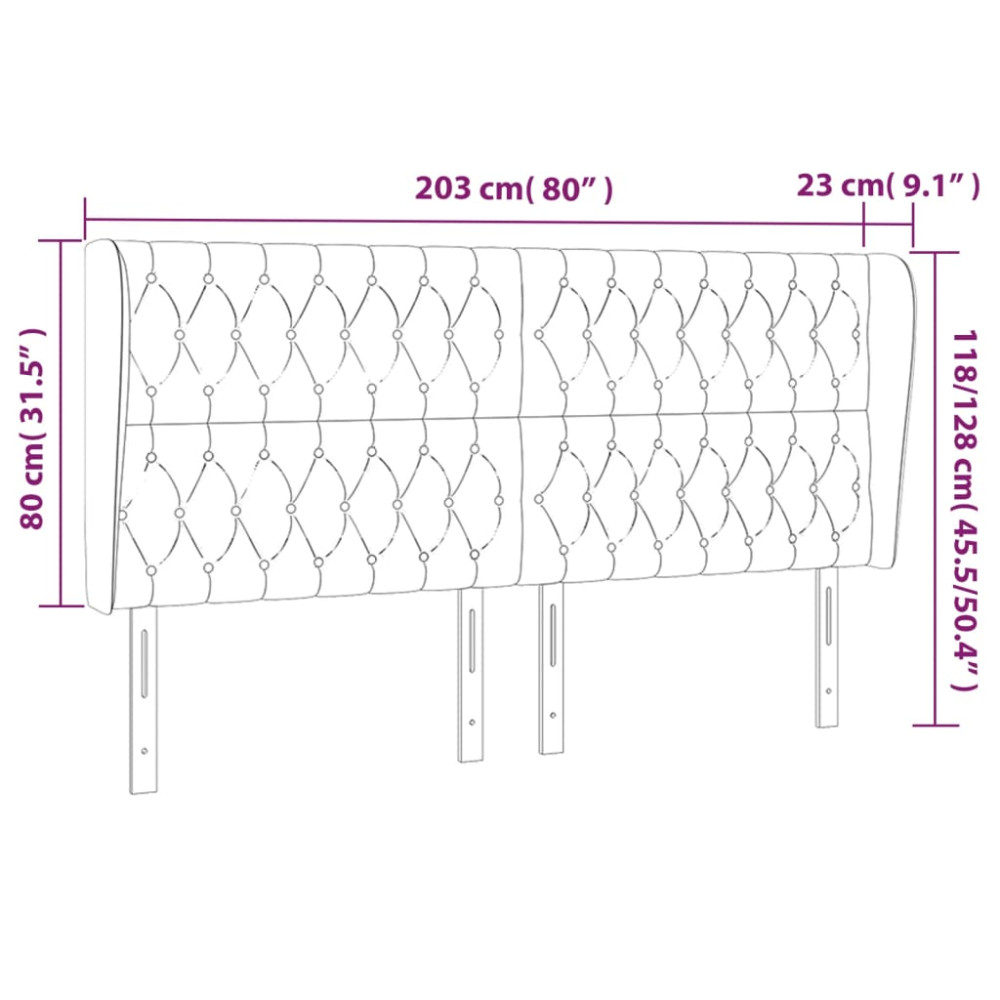 Produktbild för Sänggavel med kanter rosa 203x23x118/128 cm sammet