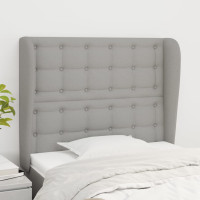 Produktbild för Sänggavel med kanter ljusgrå 83x23x118/128 cm tyg