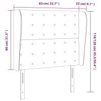 Produktbild för Sänggavel med kanter ljusgrå 83x23x118/128 cm tyg