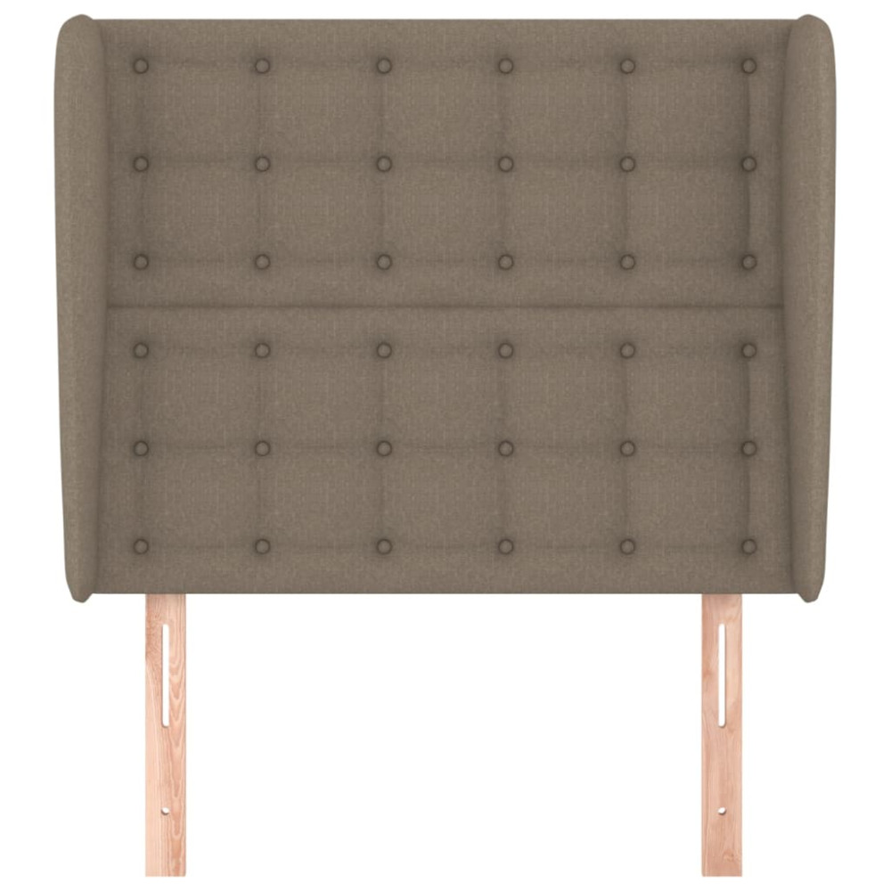 Produktbild för Sänggavel med kanter taupe 83x23x118/128 cm tyg