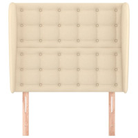 Produktbild för Sänggavel med kanter gräddvit 83x23x118/128 cm tyg
