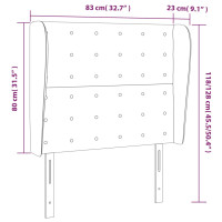 Produktbild för Sänggavel med kanter gräddvit 83x23x118/128 cm tyg