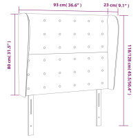 Produktbild för Sänggavel med kanter taupe 93x23x118/128 cm tyg