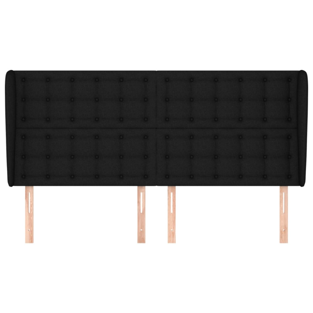 Produktbild för Sänggavel med kanter svart 163x23x118/128 cm tyg