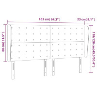 Produktbild för Sänggavel med kanter gräddvit 163x23x118/128 cm tyg