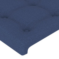 Produktbild för Sänggavel med kanter blå 163x23x118/128 cm tyg