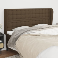 Produktbild för Sänggavel med kanter mörkbrun 183x23x118/128 cm tyg