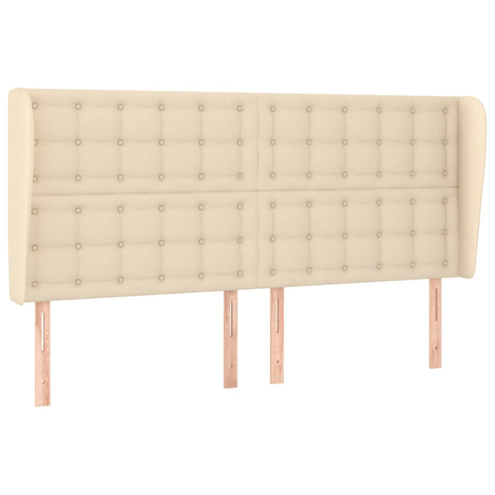 Produktbild för Sänggavel med kanter gräddvit 183x23x118/128 cm tyg
