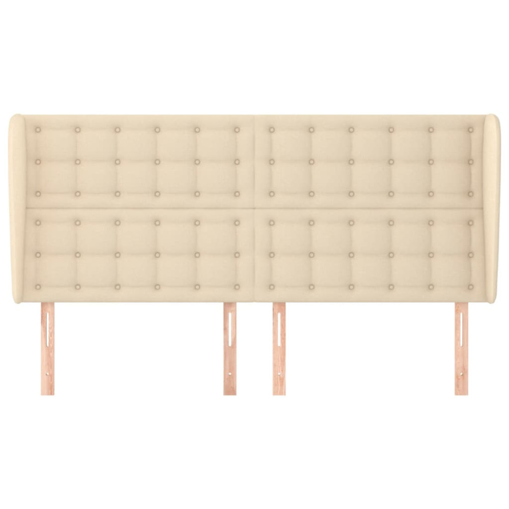 Produktbild för Sänggavel med kanter gräddvit 183x23x118/128 cm tyg