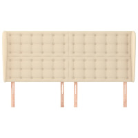 Produktbild för Sänggavel med kanter gräddvit 183x23x118/128 cm tyg