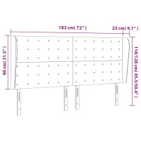Produktbild för Sänggavel med kanter gräddvit 183x23x118/128 cm tyg