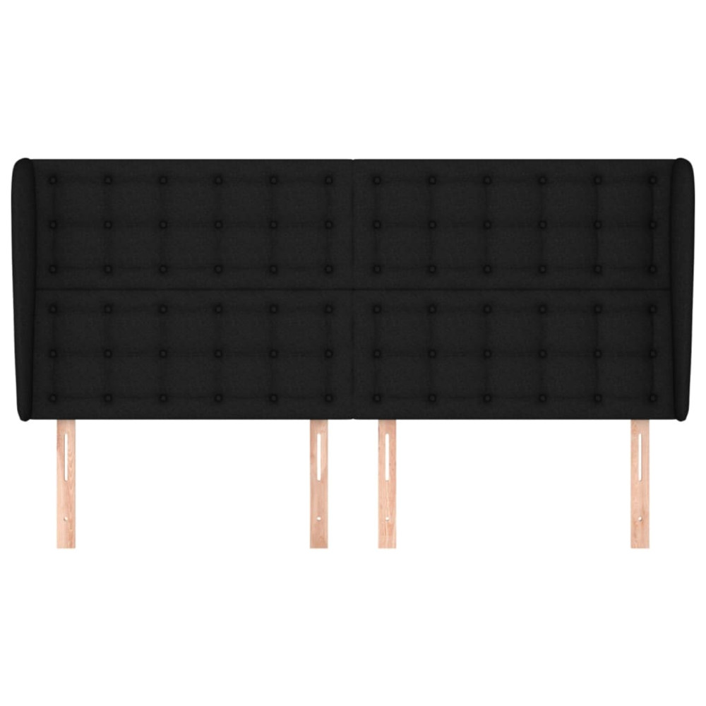Produktbild för Sänggavel med kanter svart 203x23x118/128 cm tyg