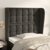 Produktbild för Sänggavel med kanter mörkgrå 83x23x118/128 cm sammet