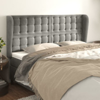 Produktbild för Sänggavel med kanter ljusgrå 163x23x118/128 cm sammet